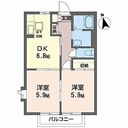 ルナ・ピエーナ 2DKの間取図画像