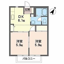 ファミールハイツ 2DKの間取図画像