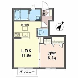 シャーメゾン・八幡・エンドー2 1LDKの間取図画像