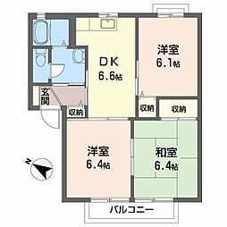 サングリーンヒル 3DKの間取図画像