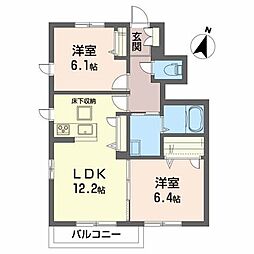 シャーメゾン白樺A 2LDKの間取図画像