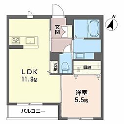 ベレオ五輪 1LDKの間取図画像