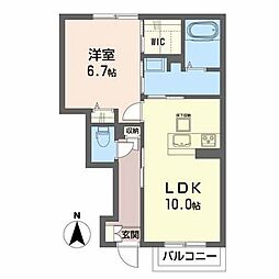 イースト・ガーデンA 1LDKの間取図画像