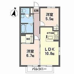 リヴィエール 2LDKの間取図画像