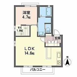 ウエストガーデン2 1LDKの間取図画像