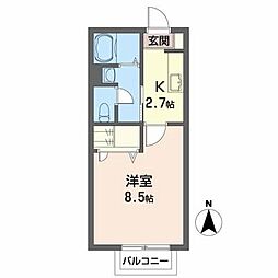 サンシャイン佐藤6 1Kの間取図画像