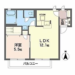 カーサソレイユB 1LDKの間取図画像