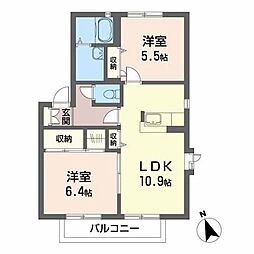 サザンコートD 2LDKの間取図画像