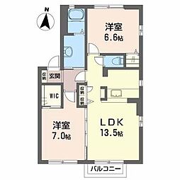 グリーンハーモニー・B 2LDKの間取図画像