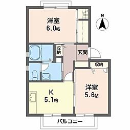 ディアコート名取D 2Kの間取図画像