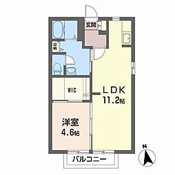 フレックスカマタB 1LDKの間取図画像
