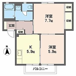 ニューエステート笹谷C 2Kの間取図画像