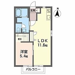 ランドマーク戸ノ内D 1LDKの間取図画像