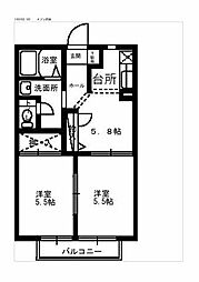 メゾン沢田 2Kの間取図画像