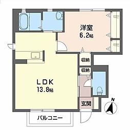 グラングリュB 1LDKの間取図画像