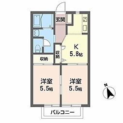 メゾン沢田 2Kの間取図画像