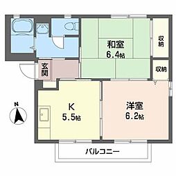 ニューエステート笹谷A 2Kの間取図画像