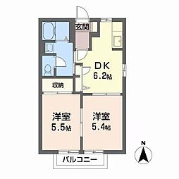 アネックス3F 2DKの間取図画像