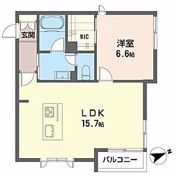 セントラルジュ 1階1LDKの間取り