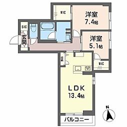 トレジオ野田町 2LDKの間取図画像