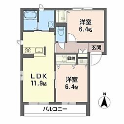セントレア3 2LDKの間取図画像