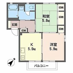 パステルコートB 2Kの間取図画像