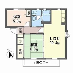グリーンゲーブルズB 2LDKの間取図画像