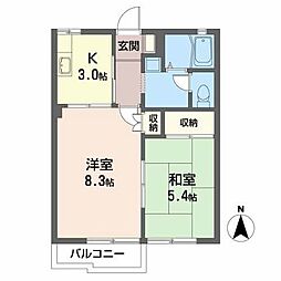 サンハイム 2Kの間取図画像