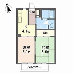 ティアードB 2Kの間取図画像