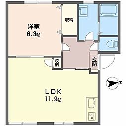 マイカルK 1LDKの間取図画像