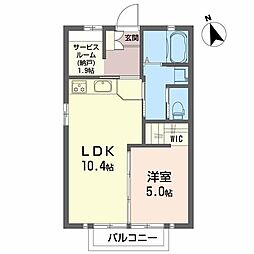 ビゴールB 2DKの間取図画像