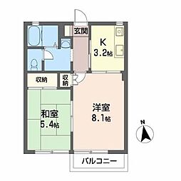 フェアリーハウスB 2Kの間取図画像