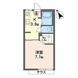 フォーブルオリバー 1Kの間取図画像