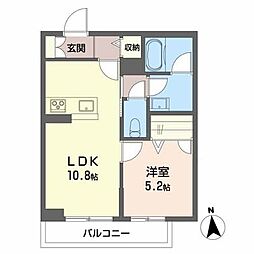 プレミアス松木町 1LDKの間取図画像