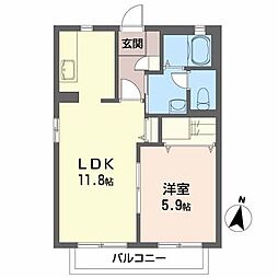 サンプレーヌ 1LDKの間取図画像