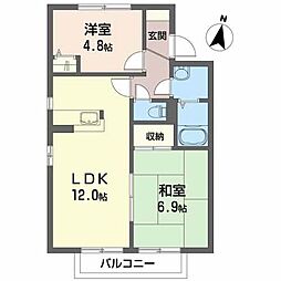 コーポ・アスター 2LDKの間取図画像