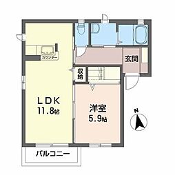 ジャルダン・ド・シエルドゥ 1LDKの間取図画像