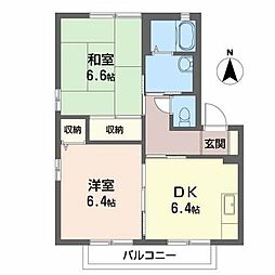 サウスガーデンA 2DKの間取図画像