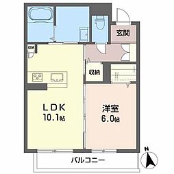 プランドール南矢野目 1LDKの間取図画像