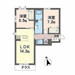 ル・ポミエ 2LDKの間取図画像