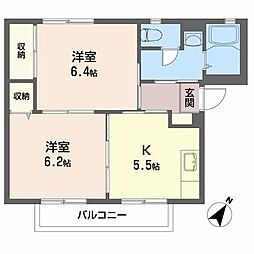 プリオール 2Kの間取図画像