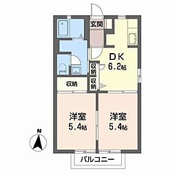サンローレル 2DKの間取図画像