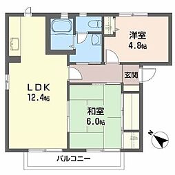 グランシード21B 2LDKの間取図画像