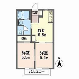 ドミール向山A 2DKの間取図画像