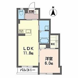 プロヌーブおいけ 1LDKの間取図画像