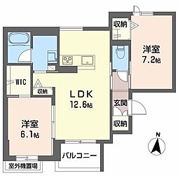 シャーメゾン虎丸 2LDKの間取図画像