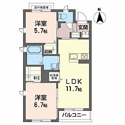 ベレオセルディーナ 2LDKの間取図画像