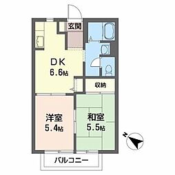 ベルハイムA 2DKの間取図画像