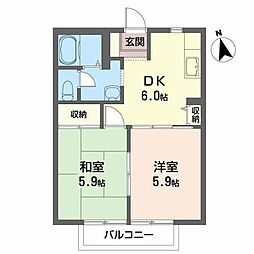ハイツ・ルピナス 2DKの間取図画像