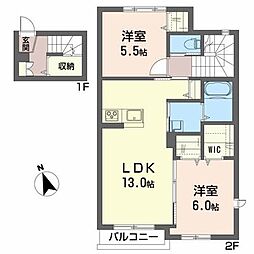 シャーメゾンUK 2LDKの間取図画像